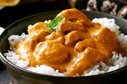 Butter Chicken (máslové kuře), rýže